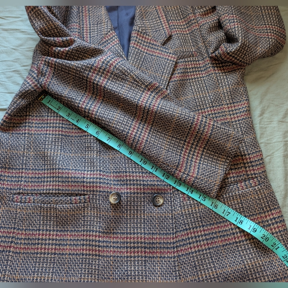 Vintage Evan Picone 2 Piece Plaid Wool Suit Set Skirt/Blazer W10 Red/Browns - Picture 14 of 16
